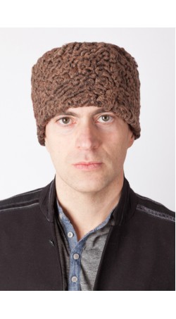 Brown karakul lamb fur hat